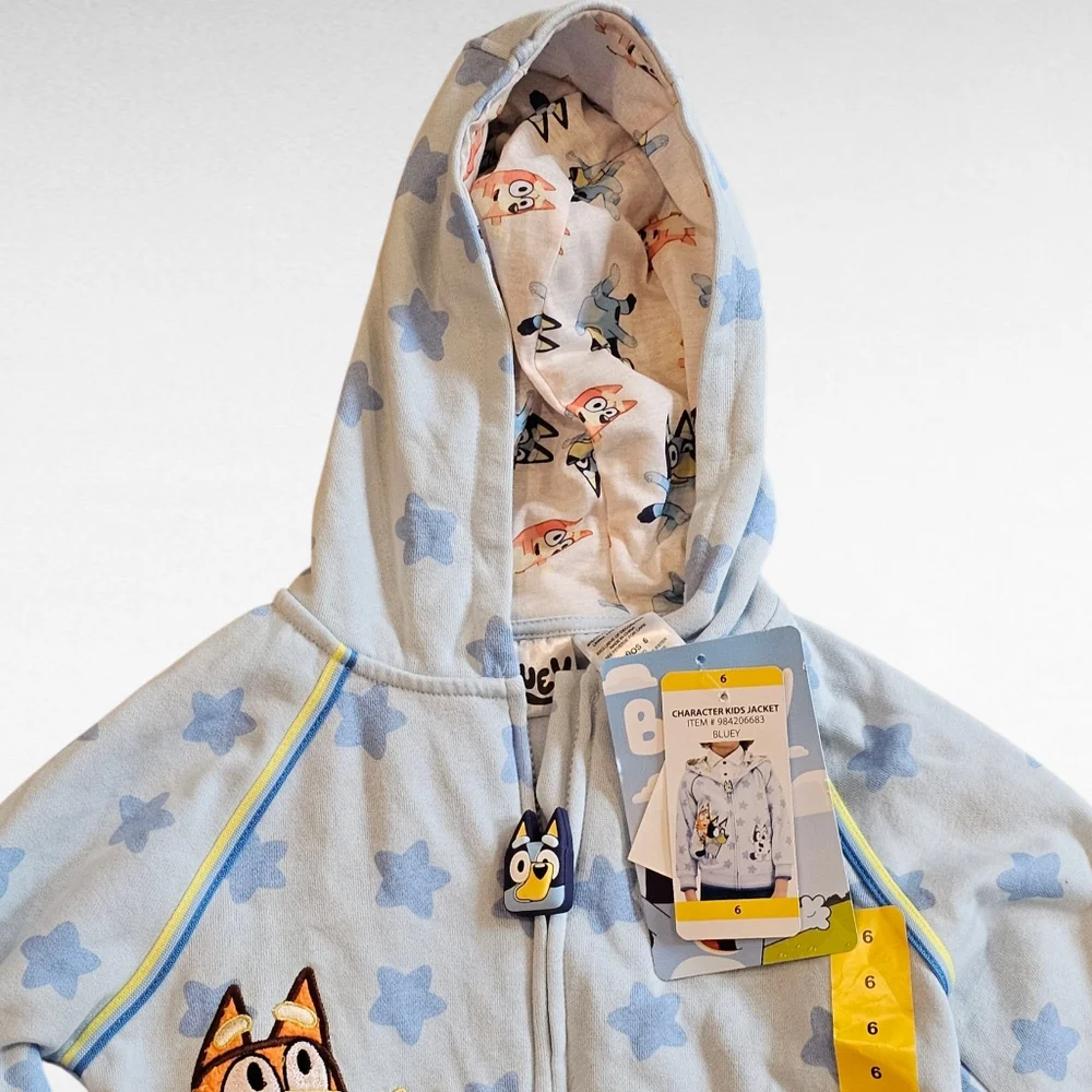 Bluey Zip Up Hoodie Jacket Size 6